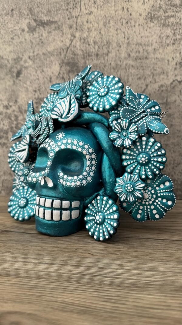 Sugar skull, Catrina, Day of the Dead Ornaments, Skull As Mexican Decoration, Human Skull Sculpture, Wall  Home Decor Handcrafted - Image 3