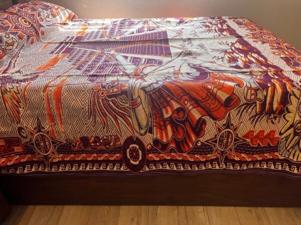 Bed Cover Throw Quilt Aztec Archers Chichén Itzá Mexican Handmade. Soft, Colorful And Warm Blanket For Winter - Image 3