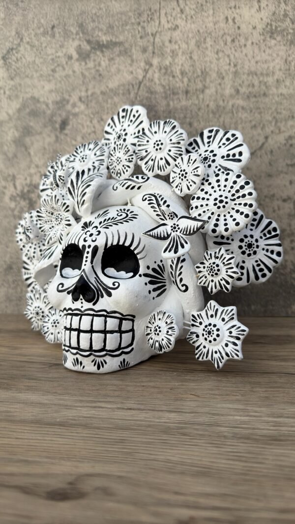 Sugar skull, Catrina, Day of the Dead Ornaments, Skull As Mexican Decoration, Human Skull Sculpture, Wall  Home Decor Handcrafted - Image 3