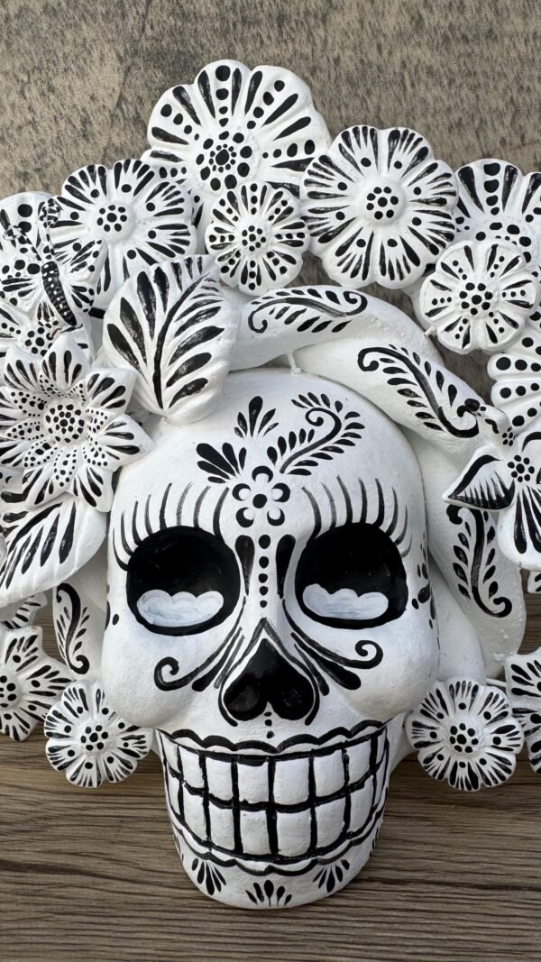 Sugar skull, Catrina, Day of the Dead Ornaments, Skull As Mexican Decoration, Human Skull Sculpture, Wall  Home Decor Handcrafted - Image 4