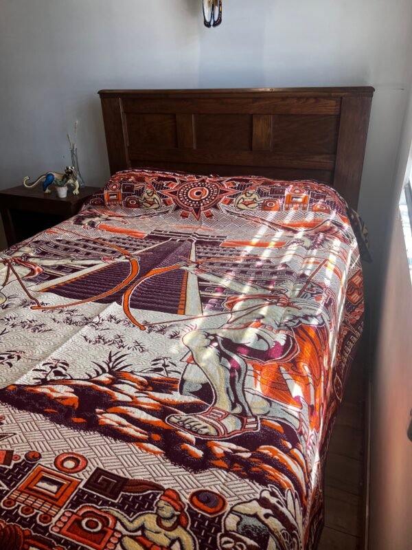 Bed Cover Throw Quilt Aztec Archers Chichén Itzá Mexican Handmade. Soft, Colorful And Warm Blanket For Winter - Image 5