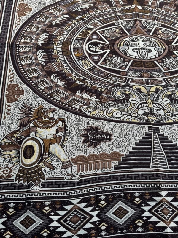 Bed Cover Throw Quilt Aztec Maya Calendar Mexican Style Handmade. Soft, Colorful And Warm Blanket For Winter - Image 3