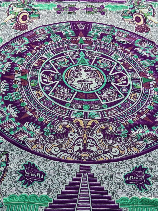 Bed Cover Throw Quilt Aztec Maya Calendar Mexican Style Handmade. Soft, Colorful And Warm Blanket For Winter - Image 3