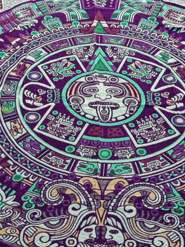 Bed Cover Throw Quilt Aztec Maya Calendar Mexican Style Handmade. Soft, Colorful And Warm Blanket For Winter - Image 4