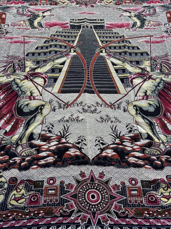 Bed Cover Throw Quilt Aztec Archers Chichén Itzá Mexican Handmade. Soft, Colorful And Warm Blanket For Winter - Image 3