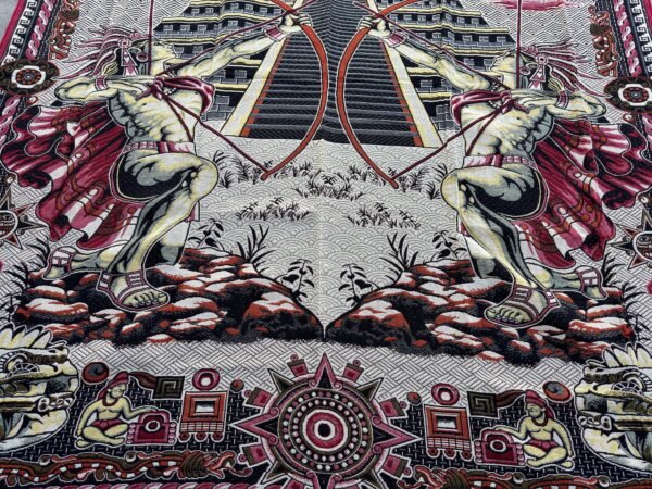 Bed Cover Throw Quilt Aztec Archers Chichén Itzá Mexican Handmade. Soft, Colorful And Warm Blanket For Winter - Image 4