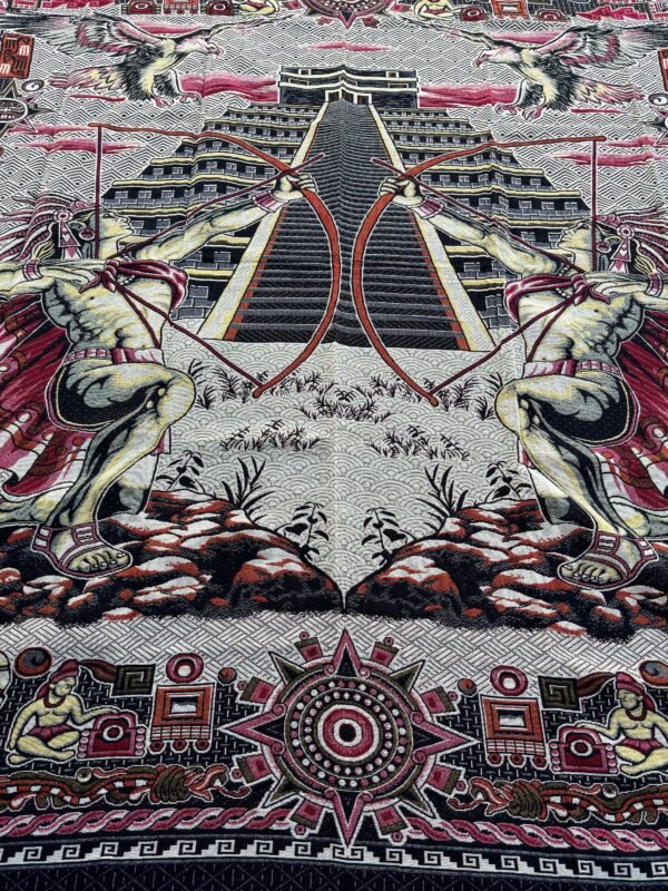 Bed Cover Throw Quilt Aztec Archers Chichén Itzá Mexican Handmade. Soft, Colorful And Warm Blanket For Winter - Image 5