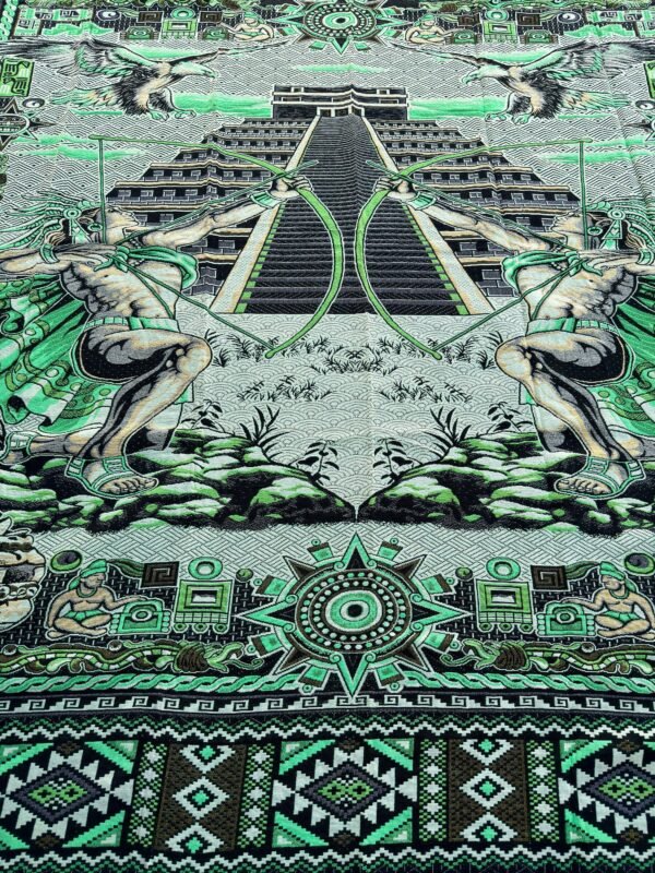 Bed Cover Throw Quilt Aztec Archers Chichén Itzá Mexican Handmade. Soft, Colorful And Warm Blanket For Winter - Image 3