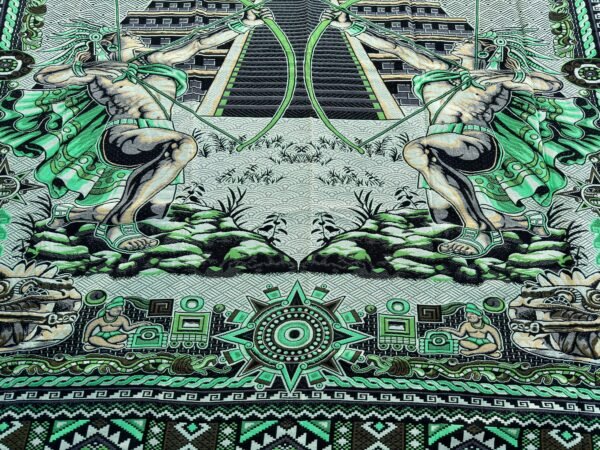 Bed Cover Throw Quilt Aztec Archers Chichén Itzá Mexican Handmade. Soft, Colorful And Warm Blanket For Winter - Image 5