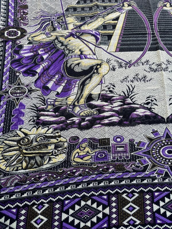 Bed Cover Throw Quilt Aztec Archers Chichén Itzá Mexican Handmade. Soft, Colorful And Warm Blanket For Winter - Image 3