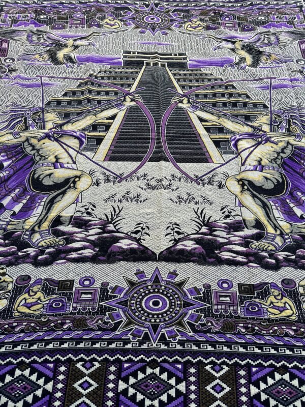 Bed Cover Throw Quilt Aztec Archers Chichén Itzá Mexican Handmade. Soft, Colorful And Warm Blanket For Winter - Image 4