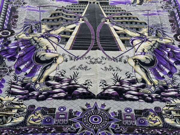 Bed Cover Throw Quilt Aztec Archers Chichén Itzá Mexican Handmade. Soft, Colorful And Warm Blanket For Winter - Image 5