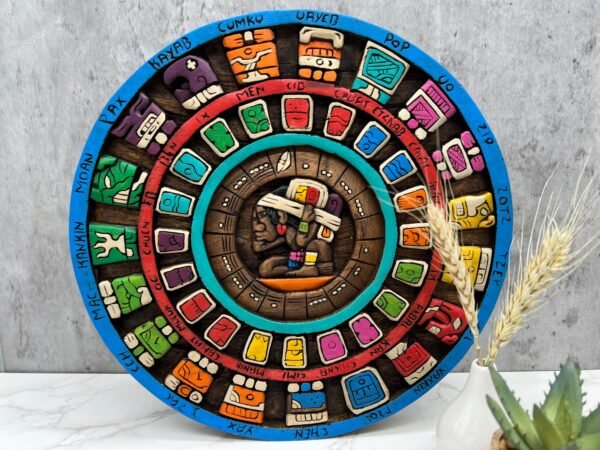 Prehispanic Mayan Art, Mayan calendar, Mexican painting, Wood carving, Handcrafted ASK FOR CUSTOMIZE - Image 3