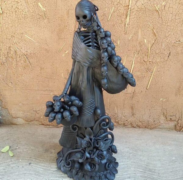 Catrina Skull Frida Kahlo Doll, Michoacan Mexico Made by Artisans Day of the dead, Human skeleton, Mexican decorations, Sugar skull 19.7” - Image 3