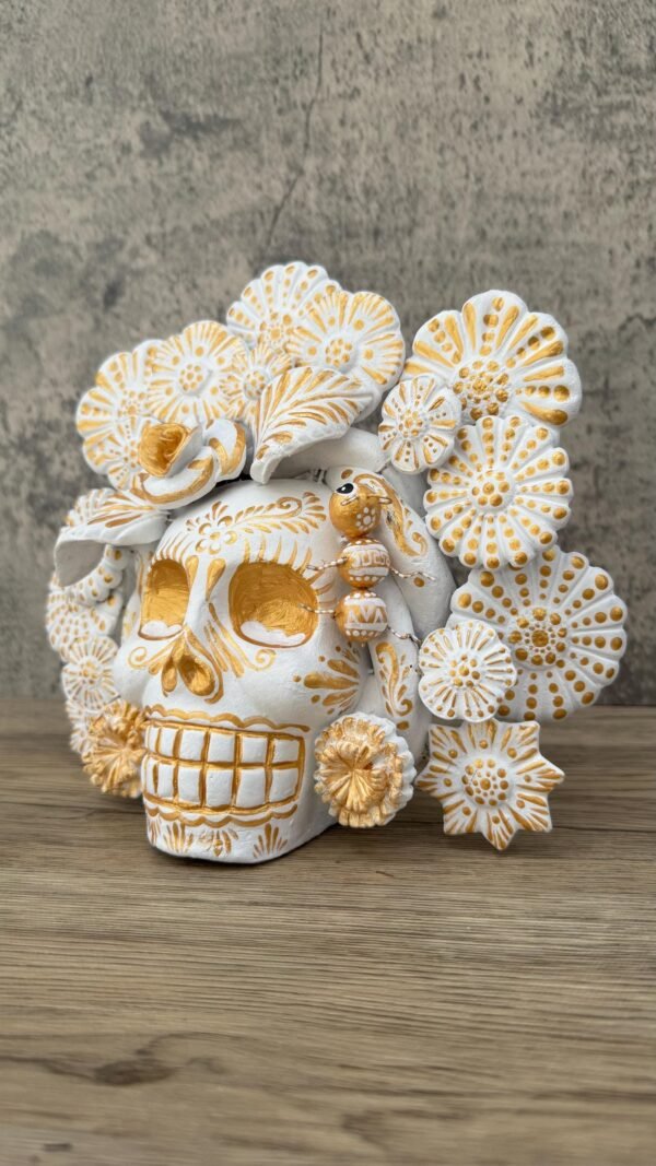 Sugar skull, Catrina, Day of the Dead Ornaments, Skull As Mexican Decoration, Human Skull Sculpture, Wall  Home Decor Handcrafted - Image 3