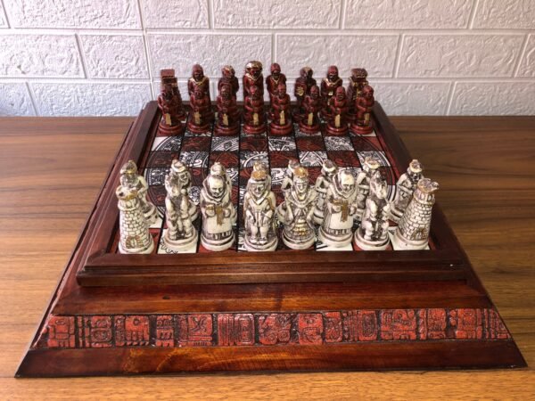 Chess set, Resin Chess set in red and white, Mexican chess, Chess set handmade, Soviet chess set, Wooden chess - Image 5