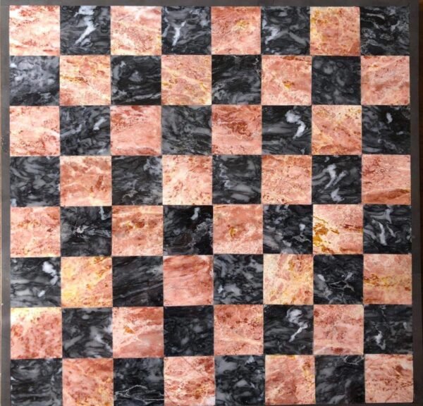 XL LARGE Chess set 16.53” x 16.53”, Marble Chess set in gray and pink, Stone Chess Set, Chess set handmade, Italian design - Image 10