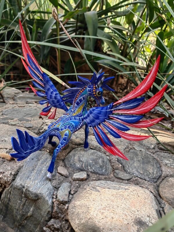 Pegasus Statue Folk Art Alebrije Sculpture, Wooden horse Mexican Decoration Figurine, Made Of Wood And Carved By Hand ASK FOR CUSTOMIZE - Image 3