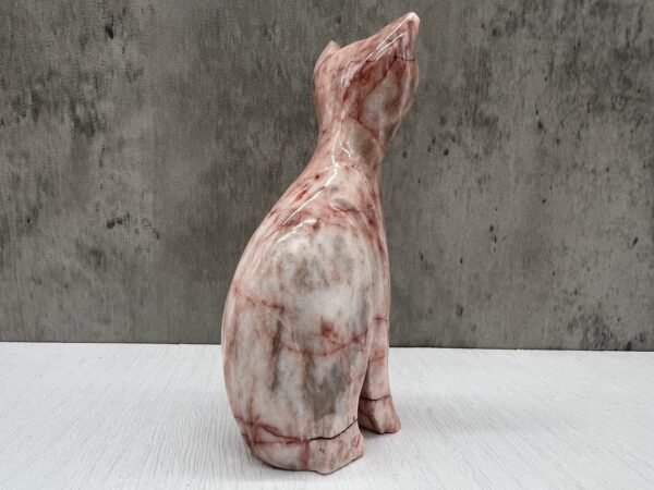 Cat statue, Cat figurine, Stone cat sculpture, Cat carving, White cat figurine, Carved stone animal - Image 3