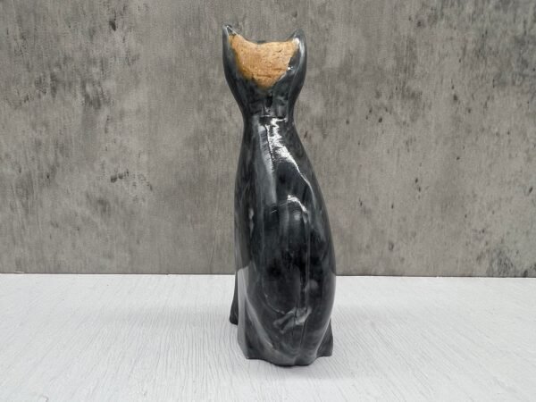Cat statue, Cat figurine, Stone cat sculpture, Cat carving, White cat figurine, Carved stone animal - Image 3