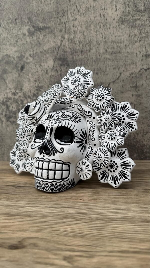 Sugar skull, Catrina, Day of the Dead Ornaments, Skull As Mexican Decoration, Human Skull Sculpture, Wall  Home Decor Handcrafted - Image 3