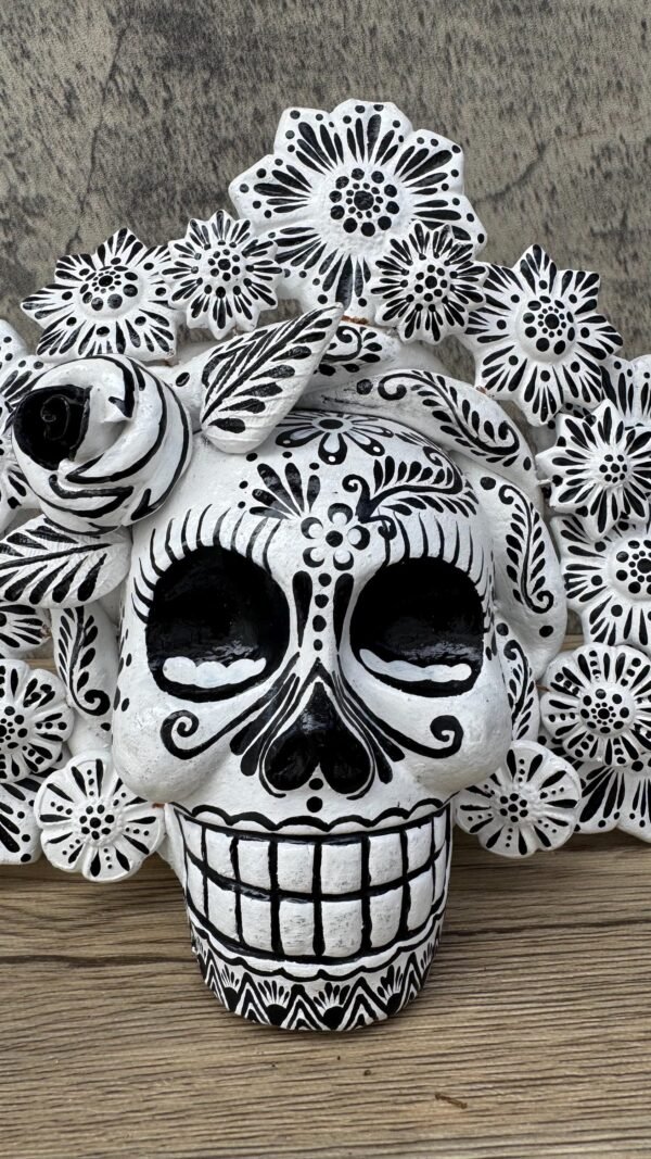 Sugar skull, Catrina, Day of the Dead Ornaments, Skull As Mexican Decoration, Human Skull Sculpture, Wall  Home Decor Handcrafted - Image 4