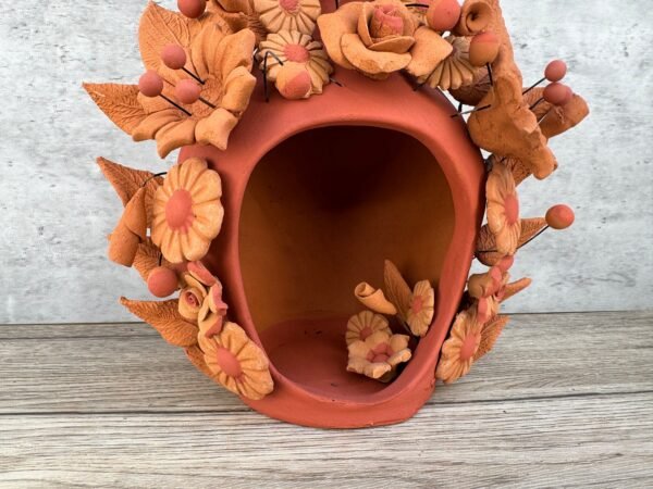 Mini Chimney Handcrafted Oaxacan  With Pastillaje Or Filigrana - Natural Clay Mexican Artistry, Decorative Home Accent, Unique Artisanal - Image 3