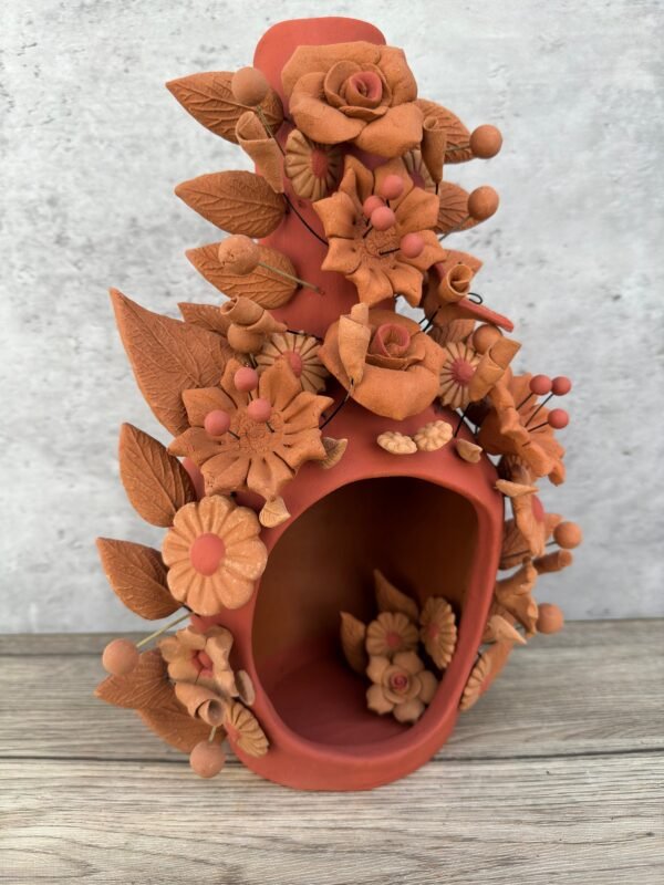 Mini Chimney Handcrafted Oaxacan  With Pastillaje Or Filigrana - Natural Clay Mexican Artistry, Decorative Home Accent, Unique Artisanal - Image 3