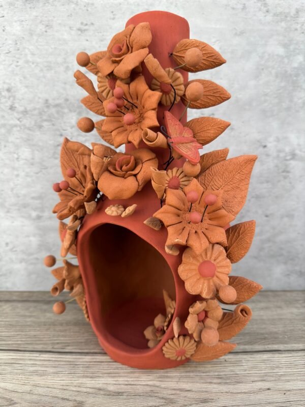 Mini Chimney Handcrafted Oaxacan  With Pastillaje Or Filigrana - Natural Clay Mexican Artistry, Decorative Home Accent, Unique Artisanal - Image 4