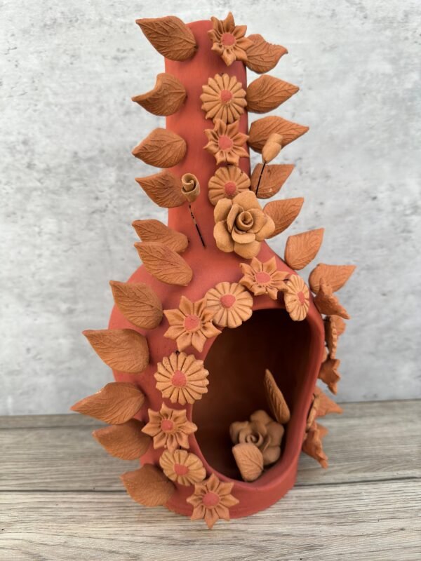 Mini Chimney Handcrafted Oaxacan  With Pastillaje Or Filigrana - Natural Clay Mexican Artistry, Decorative Home Accent, Unique Artisanal - Image 4