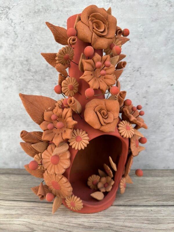Mini Chimney Handcrafted Oaxacan  With Pastillaje Or Filigrana - Natural Clay Mexican Artistry, Decorative Home Accent, Unique Artisanal - Image 3