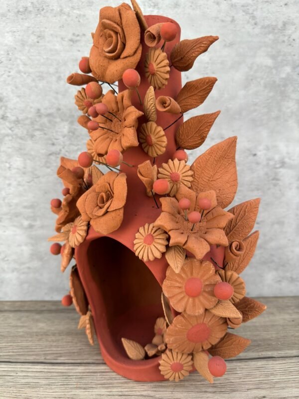 Mini Chimney Handcrafted Oaxacan  With Pastillaje Or Filigrana - Natural Clay Mexican Artistry, Decorative Home Accent, Unique Artisanal - Image 4