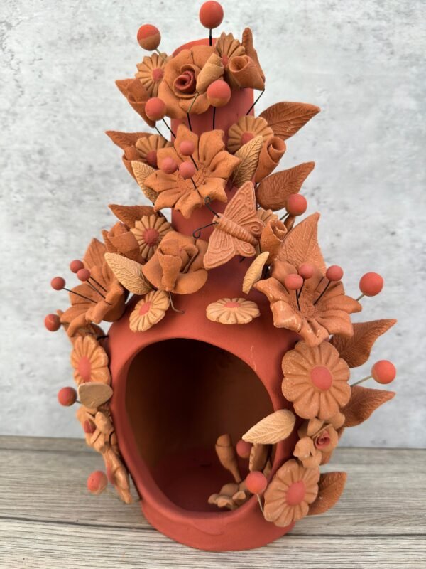 Mini Chimney Handcrafted Oaxacan  With Pastillaje Or Filigrana - Natural Clay Mexican Artistry, Decorative Home Accent, Unique Artisanal - Image 4