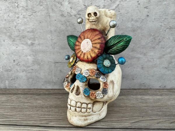 Skull Mini Chimney Michoacan Clay - Artisanal Handcrafted Mexican Decor, Unique Gothic Home Accent Decor, Day of the Dead Cultural Art - Image 3
