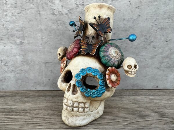 Skull Mini Chimney Michoacan Clay - Artisanal Handcrafted Mexican Decor, Unique Gothic Home Accent Decor, Day of the Dead Cultural Art - Image 3