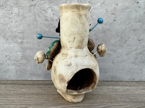 Skull Mini Chimney Michoacan Clay - Artisanal Handcrafted Mexican Decor, Unique Gothic Home Accent Decor, Day of the Dead Cultural Art - Image 4