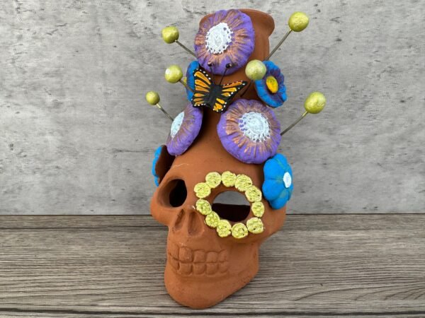 Skull Mini Chimney Michoacan Clay - Artisanal Handcrafted Mexican Decor, Unique Gothic Home Accent Decor, Day of the Dead Cultural Art - Image 3