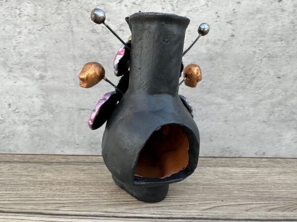 Skull Mini Chimney Michoacan Clay - Artisanal Handcrafted Mexican Decor, Unique Gothic Home Accent Decor, Day of the Dead Cultural Art - Image 4