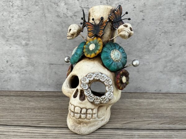 Skull Mini Chimney Michoacan Clay - Artisanal Handcrafted Mexican Decor, Unique Gothic Home Accent Decor, Day of the Dead Cultural Art - Image 3
