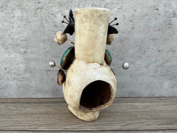 Skull Mini Chimney Michoacan Clay - Artisanal Handcrafted Mexican Decor, Unique Gothic Home Accent Decor, Day of the Dead Cultural Art - Image 4