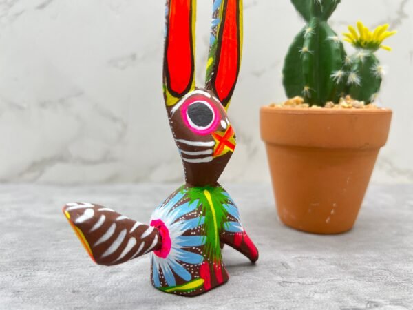 Rabbit Statue Mexican Folk Art Alebrije Sculpture, Wooden Bunny  Decoration Figurine, Made Of Wood Carved By Hand ASK FOR CUSTOMIZE - Image 3