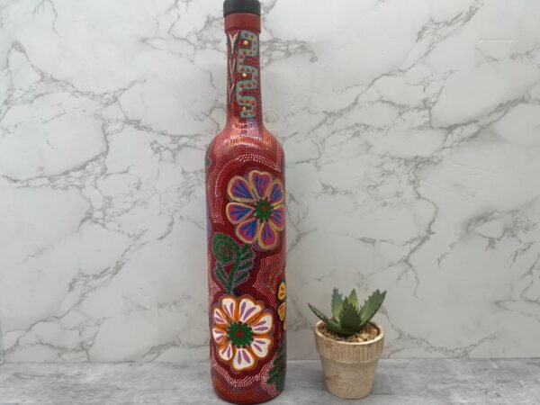 Flower Bottle Alebrije technique, Glass Mexican Decor Bottle, Tequila or Mezcal empty bottle Hand ASK FOR CUSTOMIZE - Image 4