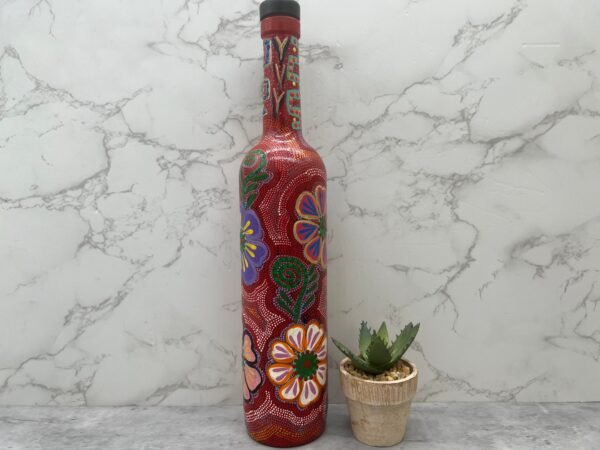 Flower Bottle Alebrije technique, Glass Mexican Decor Bottle, Tequila or Mezcal empty bottle Hand ASK FOR CUSTOMIZE - Image 5