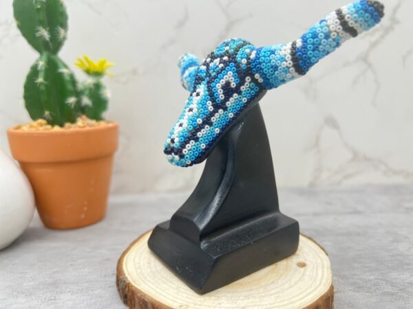 Bull Sculpture Huichol Statue Of Mexican Folk Art, Bighorn Sheep Wixarika As A Mexican Decorative Figure, Made Of Resin And Beads - Image 3