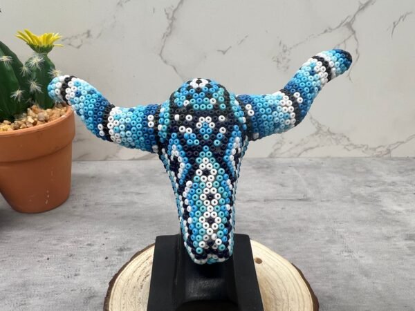 Bull Sculpture Huichol Statue Of Mexican Folk Art, Bighorn Sheep Wixarika As A Mexican Decorative Figure, Made Of Resin And Beads - Image 5