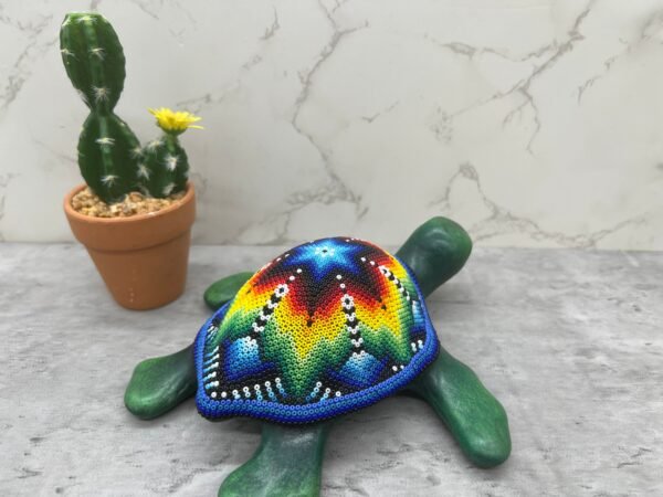 Turtle Statue Huichol Sculpture Of Mexican Folk Art, Turtle Wixarika As A Mexican Decorative Figure , Made Of Resin And Beads - Image 5