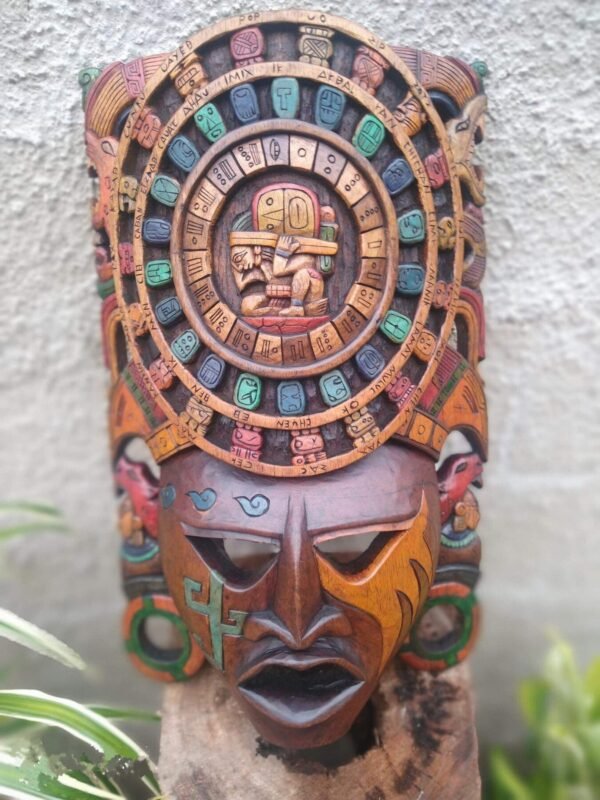 Prehispanic Wooden mask, Mayan culture, Mexican wall art, Hand carved ASK FOR CUSTOMIZE - Image 3