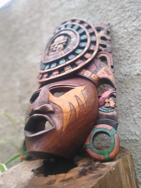 Prehispanic Wooden mask, Mayan culture, Mexican wall art, Hand carved ASK FOR CUSTOMIZE - Image 4