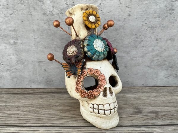 Skull Mini Chimney Michoacan Clay - Artisanal Handcrafted Mexican Decor, Unique Gothic Home Accent Decor, Day of the Dead Cultural Art - Image 3