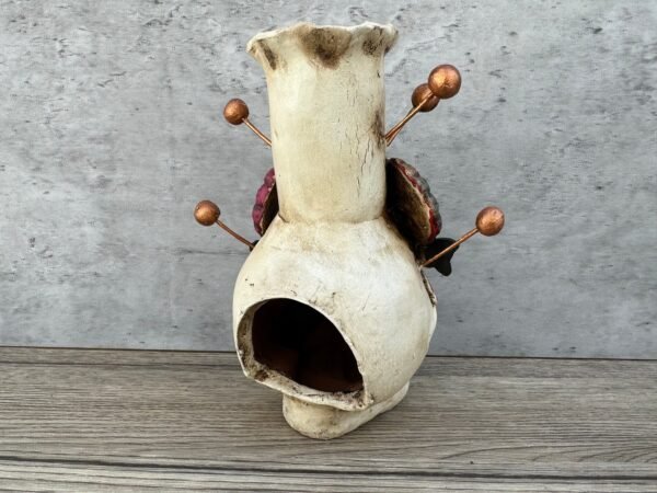 Skull Mini Chimney Michoacan Clay - Artisanal Handcrafted Mexican Decor, Unique Gothic Home Accent Decor, Day of the Dead Cultural Art - Image 4